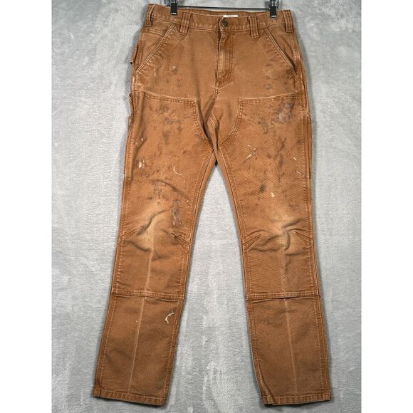Carhartt Pants 32x32 (Actual 30x30) Brown‎ Double Front Duck Utility Thrashed - Picture 1 of 13